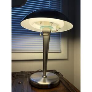 Vintage Post Modern Table Lamp Memphis Design Chrome Pull String TESTED